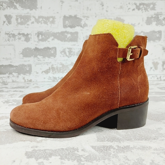 NEW Cole Haan Women's Haidyn Brown Leather Block Heeled Ankle Boots A915 - Picture 1 of 11